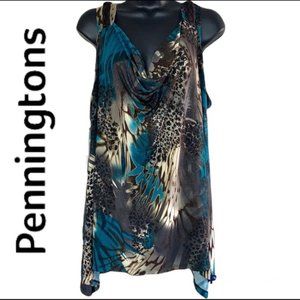 Penningtons Oversized shimmer animal print top size 3X